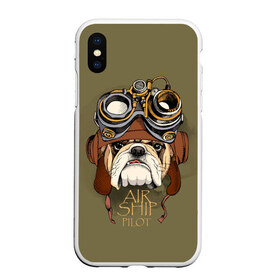 Чехол для iPhone XS Max матовый с принтом Air ship pilot в городе Новоалтайск, Силикон | Область печати: задняя сторона чехла, без боковых панелей | Тематика изображения на принте: aircraft | angry | animal | breed | bulldog | dog | pilot | predator | t | бульдог | взгляд | воздушное | графика | животное | злой | зуб | зубы | надпись | очки | пилот | порода | рисунок | самолет | синий | собака | судно | текст
