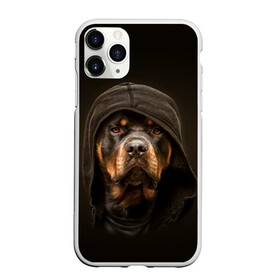 Чехол для iPhone 11 Pro матовый с принтом Ротвейлер в капюшоне  в городе Новоалтайск, Силикон |  | rottweiler | капюшон | молоссы | пастух | пёс | собака | щенок