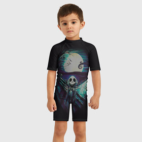 Детский купальный костюм 3D с принтом Крик в городе Новоалтайск, Полиэстер 85%, Спандекс 15% | застежка на молнии на спине | big | арт | крупные арты | крупные принты | сумасшедшие арты