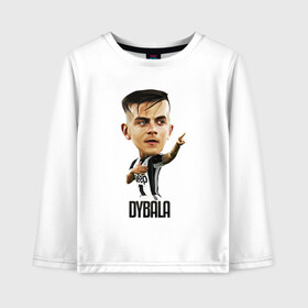 Детский лонгслив хлопок с принтом Dybala в городе Новоалтайск, 100% хлопок | круглый вырез горловины, полуприлегающий силуэт, длина до линии бедер | Тематика изображения на принте: champion | cr7 | cristiano | game | goal | italy | juventus | madrid | real | ronaldo | spain | team | буффон | гол | дибала | золотой мяч | игрок | испания | италия | криштиану | мадрид | португалия | реал | роналду | спорт | тренер | футбол | 