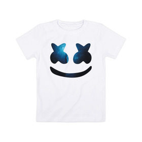 Детская футболка хлопок с принтом Marshmello в городе Новоалтайск, 100% хлопок | круглый вырез горловины, полуприлегающий силуэт, длина до линии бедер | chris comstock | electronic | joytime | marshmallow | marshmello | клубная | маршмелло | маршмеллоу | электронная музыка