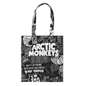 Шоппер 3D с принтом Arctic Monkeys в городе Новоалтайск, 100% полиэстер | Плотность: 200 г/м2; Размер: 34×35 см; Высота лямок: 30 см | arctic monkeys | алекс тёрнер | арктик манкиз | группы | джейми кук | инди | музыка | мэтт хелдерс | ник омэлли | постпанк | рок
