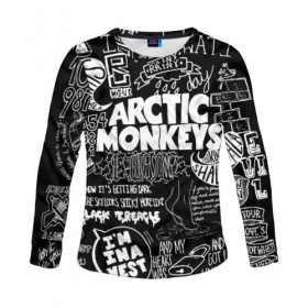 Женский лонгслив 3D с принтом Arctic Monkeys в городе Новоалтайск, 100% полиэстер | длинные рукава, круглый вырез горловины, полуприлегающий силуэт | arctic monkeys | алекс тёрнер | арктик манкиз | группы | джейми кук | инди | музыка | мэтт хелдерс | ник омэлли | постпанк | рок