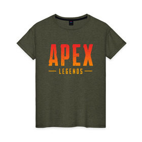Женская футболка хлопок с принтом APEX LEGENDS (НА СПИНЕ) в городе Новоалтайск, 100% хлопок | прямой крой, круглый вырез горловины, длина до линии бедер, слегка спущенное плечо | apex | apex legends | battle | battle royal | titanfall | апекс | апекс легендс | батл рояль | битва | война | королевская битва