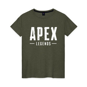 Женская футболка хлопок с принтом APEX LEGENDS (НА СПИНЕ) в городе Новоалтайск, 100% хлопок | прямой крой, круглый вырез горловины, длина до линии бедер, слегка спущенное плечо | apex | apex legends | battle | battle royal | titanfall | апекс | апекс легендс | батл рояль | битва | война | королевская битва