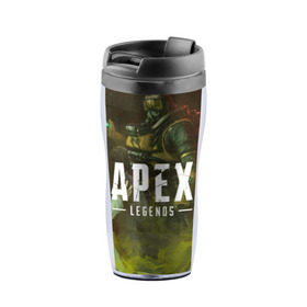 Термокружка-непроливайка с принтом APEX Legends в городе Новоалтайск, внутренняя часть — пищевой пластик, наружная часть — прозрачный пластик, между ними — полиграфическая вставка с рисунком | объем — 350 мл, герметичная крышка | 2 | 2019 | 3 | apex | game | legends | titanfall | игра | титанфолл