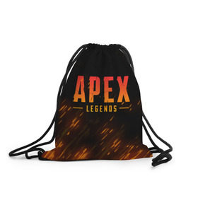 Рюкзак-мешок 3D с принтом APEX LEGENDS BATTLE ROYAL в городе Новоалтайск, 100% полиэстер | плотность ткани — 200 г/м2, размер — 35 х 45 см; лямки — толстые шнурки, застежка на шнуровке, без карманов и подкладки | apex | apex legends | battle | battle royal | fire | titanfall | апекс | апекс легендс | батл рояль | битва | война | королевская битва | огонь