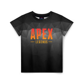 Детская футболка 3D с принтом APEX LEGEND в городе Новоалтайск, 100% гипоаллергенный полиэфир | прямой крой, круглый вырез горловины, длина до линии бедер, чуть спущенное плечо, ткань немного тянется | abstraction | apex | apex legends | battle | battle royal | titanfall | абстракция | апекс | апекс легендс | батл рояль | битва | война | королевская битва