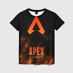 Женская футболка 3D с принтом APEX LEGENDS | АПЕКС ЛЕГЕНДС в городе Новоалтайск, 100% полиэфир ( синтетическое хлопкоподобное полотно) | прямой крой, круглый вырез горловины, длина до линии бедер | apex | apex legends | battle | battle royal | fire | titanfall | апекс | апекс легендс | батл рояль | битва | война | королевская битва | огонь