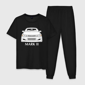 Мужская пижама хлопок с принтом Toyota Mark 2 JXZ90 в городе Новоалтайск, 100% хлопок | брюки и футболка прямого кроя, без карманов, на брюках мягкая резинка на поясе и по низу штанин
 | jzx90 | mark 2 jzx90 | toyota | toyota mark 2 | toyota mark 2 jzx90
