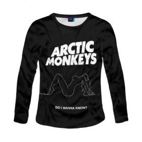 Женский лонгслив 3D с принтом Arctic Monkeys в городе Новоалтайск, 100% полиэстер | длинные рукава, круглый вырез горловины, полуприлегающий силуэт | arctic monkeys | алекс тёрнер | арктик манкиз | группы | джейми кук | инди | музыка | мэтт хелдерс | ник омэлли | постпанк | рок