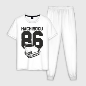Мужская пижама хлопок с принтом Toyota AE86 Hachiroku в городе Новоалтайск, 100% хлопок | брюки и футболка прямого кроя, без карманов, на брюках мягкая резинка на поясе и по низу штанин
 | ae86 hachiroku | hachiroku | toyota | toyota ae86 | toyota ae86 hachiroku | хачироку