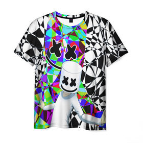 Мужская футболка 3D с принтом Marshmello в городе Новоалтайск, 100% полиэфир | прямой крой, круглый вырез горловины, длина до линии бедер | alone | beautiful now | disc | dj | jockey | marshmallow | американский | диджей | дискотека | маршмэллоу | продюсер