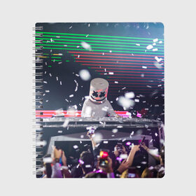Тетрадь с принтом Marshmello в городе Новоалтайск, 100% бумага | 48 листов, плотность листов — 60 г/м2, плотность картонной обложки — 250 г/м2. Листы скреплены сбоку удобной пружинной спиралью. Уголки страниц и обложки скругленные. Цвет линий — светло-серый
 | alone | beautiful now | disc | dj | jockey | marshmallow | американский | диджей | дискотека | маршмэллоу | продюсер