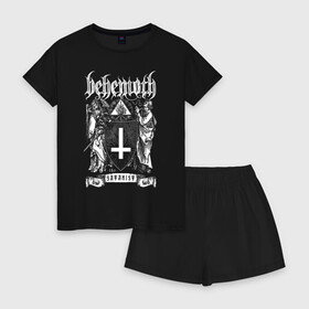 Женская пижама с шортиками хлопок с принтом Behemoth в городе Новоалтайск, 100% хлопок | футболка прямого кроя, шорты свободные с широкой мягкой резинкой | behemoth | black metal | death metal | inferno | nergal | orion | seth | блэк метал | группы | дэт метал | метал | музыка | рок