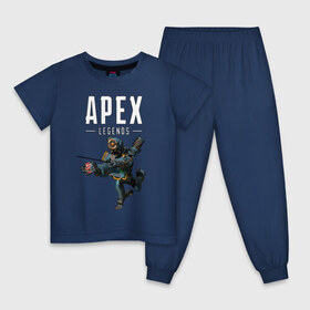 Детская пижама хлопок с принтом APEX - Pathfinder в городе Новоалтайск, 100% хлопок |  брюки и футболка прямого кроя, без карманов, на брюках мягкая резинка на поясе и по низу штанин
 | apex | apex legends | battle royale | br | games | new | titanfall | ttf | апекс | апех | бангалор | батл рояль | бладхаунд | игры | каустик | лайфлайн | мираж | рэйф | тайтанфол | титанфол