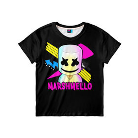 Детская футболка 3D с принтом Marshmello в городе Новоалтайск, 100% гипоаллергенный полиэфир | прямой крой, круглый вырез горловины, длина до линии бедер, чуть спущенное плечо, ткань немного тянется | alone | beautiful now | disc | dj | jockey | marshmallow | американский | диджей | дискотека | маршмэллоу | продюсер