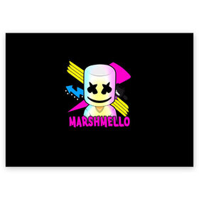 Поздравительная открытка с принтом Marshmello в городе Новоалтайск, 100% бумага | плотность бумаги 280 г/м2, матовая, на обратной стороне линовка и место для марки
 | alone | beautiful now | disc | dj | jockey | marshmallow | американский | диджей | дискотека | маршмэллоу | продюсер