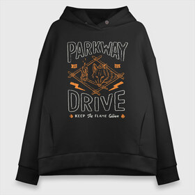 Женское худи Oversize хлопок с принтом Parkway Drive в городе Новоалтайск, френч-терри — 70% хлопок, 30% полиэстер. Мягкий теплый начес внутри —100% хлопок | боковые карманы, эластичные манжеты и нижняя кромка, капюшон на магнитной кнопке | atlas | ire | parkway drive | pd | группы | метал | музыка | рок | хеви метал