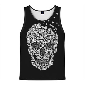 Мужская майка 3D с принтом Diamond skull в городе Новоалтайск, 100% полиэстер | круглая горловина, приталенный силуэт, длина до линии бедра. Пройма и горловина окантованы тонкой бейкой | background | black | death | diamond skull | drawing | graphics | hal | hearts | precious stones | symbol | wealth | богатство | бриллиантовый | графика | день мертвых | драгоценные | камни | мексика | праздник | рисунок | сердца | символ | фон |