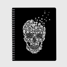 Тетрадь с принтом Diamond skull в городе Новоалтайск, 100% бумага | 48 листов, плотность листов — 60 г/м2, плотность картонной обложки — 250 г/м2. Листы скреплены сбоку удобной пружинной спиралью. Уголки страниц и обложки скругленные. Цвет линий — светло-серый
 | background | black | death | diamond skull | drawing | graphics | hal | hearts | precious stones | symbol | wealth | богатство | бриллиантовый | графика | день мертвых | драгоценные | камни | мексика | праздник | рисунок | сердца | символ | фон |