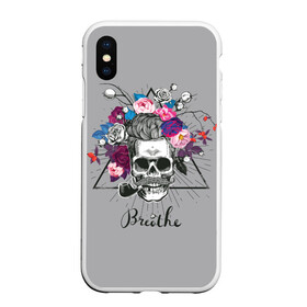 Чехол для iPhone XS Max матовый с принтом Breathe в городе Новоалтайск, Силикон | Область печати: задняя сторона чехла, без боковых панелей | berr | bones | breathe | flowers | skeleton | skull | венок | графика | день мертвых | дышать | звезды | кости | ленты | лучи | мексика | праздник | рисунок | розы | серый | символ | скелет | треугольник | трубка | усы | фон
