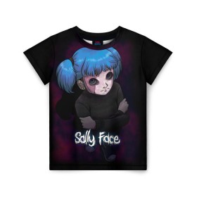 Детская футболка 3D с принтом Sally Face (17) в городе Новоалтайск, 100% гипоаллергенный полиэфир | прямой крой, круглый вырез горловины, длина до линии бедер, чуть спущенное плечо, ткань немного тянется | face | fisher | larry johnson | mask | sally | sally face | sally fisher | демоны | духи | маска | призраки | салли | салли фейс | салли фишер | фейс