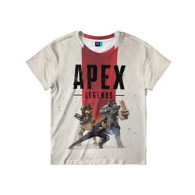 Детская футболка 3D с принтом APEX LEGENDS (Titanfall) в городе Новоалтайск, 100% гипоаллергенный полиэфир | прямой крой, круглый вырез горловины, длина до линии бедер, чуть спущенное плечо, ткань немного тянется | Тематика изображения на принте: apex | apexlegends | battle | fall | legends | online | robot | royale | titan | titanfall | апекс | битва | игра | игры | королевская | легенд | легендс | легенды | лого | меха | мехи | онлайн | роботы | символ | титанфол | шутер