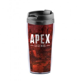 Термокружка-непроливайка с принтом APEX LEGENDS в городе Новоалтайск, внутренняя часть — пищевой пластик, наружная часть — прозрачный пластик, между ними — полиграфическая вставка с рисунком | объем — 350 мл, герметичная крышка | apex | apexlegends | battle | fall | legends | online | robot | royale | titan | titanfall | апекс | битва | игра | игры | королевская | легенд | легендс | легенды | лого | меха | мехи | онлайн | роботы | символ | титанфол | шутер