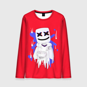 Мужской лонгслив 3D с принтом Marshmello в городе Новоалтайск, 100% полиэстер | длинные рукава, круглый вырез горловины, полуприлегающий силуэт | christopher comstock | dj | glitch | marshmello | music | глитч | диджей | крис комсток | маршмэллоу | музыка