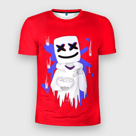 Мужская футболка 3D спортивная с принтом Marshmello в городе Новоалтайск, 100% полиэстер с улучшенными характеристиками | приталенный силуэт, круглая горловина, широкие плечи, сужается к линии бедра | christopher comstock | dj | glitch | marshmello | music | глитч | диджей | крис комсток | маршмэллоу | музыка