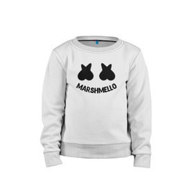 Детский свитшот хлопок с принтом Marshmello в городе Новоалтайск, 100% хлопок | круглый вырез горловины, эластичные манжеты, пояс и воротник | christopher comstock | dj | marshmello | music | диджей | клубная музыка | клубняк | крис комсток | логотип | маршмэллоу | музыка