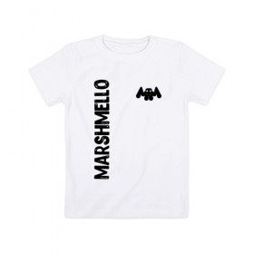 Детская футболка хлопок с принтом Marshmello в городе Новоалтайск, 100% хлопок | круглый вырез горловины, полуприлегающий силуэт, длина до линии бедер | christopher comstock | dj | marshmello | music | диджей | клубная музыка | клубняк | крис комсток | логотип | маршмэллоу | музыка