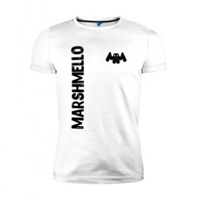 Мужская футболка премиум с принтом Marshmello в городе Новоалтайск, 92% хлопок, 8% лайкра | приталенный силуэт, круглый вырез ворота, длина до линии бедра, короткий рукав | christopher comstock | dj | marshmello | music | диджей | клубная музыка | клубняк | крис комсток | логотип | маршмэллоу | музыка