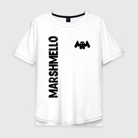 Мужская футболка хлопок Oversize с принтом Marshmello в городе Новоалтайск, 100% хлопок | свободный крой, круглый ворот, “спинка” длиннее передней части | christopher comstock | dj | marshmello | music | диджей | клубная музыка | клубняк | крис комсток | логотип | маршмэллоу | музыка
