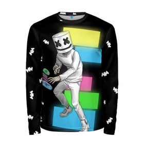Мужской лонгслив 3D с принтом Marshmello в городе Новоалтайск, 100% полиэстер | длинные рукава, круглый вырез горловины, полуприлегающий силуэт | dj | electro | electronic | marshmello | mask | music | зефир | маршмелоу | музыка