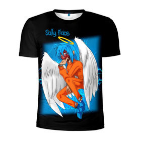 Мужская футболка 3D спортивная с принтом Sally Face Angel в городе Новоалтайск, 100% полиэстер с улучшенными характеристиками | приталенный силуэт, круглая горловина, широкие плечи, сужается к линии бедра | cтикер | game | larry | logo | mask | new | sally face | sf | ангел | без маски | гизмо | девид | девочка | игра | казнь | компьютер | лари | ларри | логотип | мальчик | маска | молнии | мрачная | на лице | надпись | пых