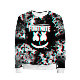 Детский свитшот 3D с принтом Fortnite Marshmello (Glitch). в городе Новоалтайск, 100% полиэстер | свободная посадка, прямой крой, мягкая тканевая резинка на рукавах и понизу свитшота | black white | fortnite | fortnite 2 | fortnite x | marshmello | ninja | ninja hyper streamer | ninja streamer | streamer | tyler blevins | дизайн | игра | маршмелло | ниндзя | разрушение | стиль | улыбка | фортнайт | фортнайт 2 