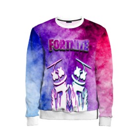 Детский свитшот 3D с принтом Fortnite & Marshmello (Color). в городе Новоалтайск, 100% полиэстер | свободная посадка, прямой крой, мягкая тканевая резинка на рукавах и понизу свитшота | color | fortnite | fortnite 2 | fortnite x | geometry | marshmello | ninja | streamer | texture | абстракция | геометрия | дизайн | дым | игра | красочный дым | маршмелло | ниндзя | радуга | силуэт | стиль | текстура | улыбка | 