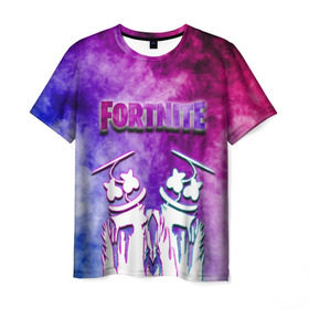 Мужская футболка 3D с принтом Fortnite & Marshmello (Color). в городе Новоалтайск, 100% полиэфир | прямой крой, круглый вырез горловины, длина до линии бедер | color | fortnite | fortnite 2 | fortnite x | geometry | marshmello | ninja | streamer | texture | абстракция | геометрия | дизайн | дым | игра | красочный дым | маршмелло | ниндзя | радуга | силуэт | стиль | текстура | улыбка | 