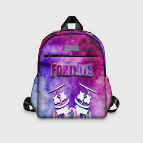 Детский рюкзак 3D с принтом FORTNITE & MARSHMELLO (COLOR). в городе Новоалтайск, 100% полиэстер | лямки с регулируемой длиной, сверху петелька, чтобы рюкзак можно было повесить на вешалку. Основное отделение закрывается на молнию, как и внешний карман. Внутри дополнительный карман. По бокам два дополнительных кармашка | color | fortnite | fortnite 2 | fortnite x | geometry | marshmello | ninja | streamer | texture | абстракция | геометрия | дизайн | дым | игра | красочный дым | маршмелло | ниндзя | радуга | силуэт | стиль | текстура | улыбка | 