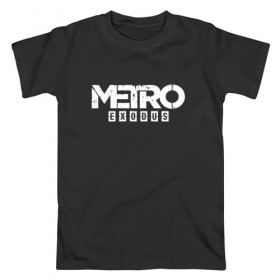 Мужская футболка хлопок с принтом METRO EXODUS (НА СПИНЕ) в городе Новоалтайск, 100% хлопок | прямой крой, круглый вырез горловины, длина до линии бедер, слегка спущенное плечо. | Тематика изображения на принте: exodus | horror | metro 2033 | metro exodus | survival | игры | исход | метро | метро 2035