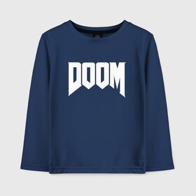 Детский лонгслив хлопок с принтом DOOM в городе Новоалтайск, 100% хлопок | круглый вырез горловины, полуприлегающий силуэт, длина до линии бедер | devil | doom | hell | mark of the doom slayer | slayer | ад | гарнил | дум | знаки | иероглифы | компьютерные игры 2019 | преисподняя | символ | солдат