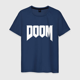 Мужская футболка хлопок с принтом DOOM в городе Новоалтайск, 100% хлопок | прямой крой, круглый вырез горловины, длина до линии бедер, слегка спущенное плечо. | devil | doom | hell | mark of the doom slayer | slayer | ад | гарнил | дум | знаки | иероглифы | компьютерные игры 2019 | преисподняя | символ | солдат