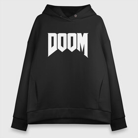 Женское худи Oversize хлопок с принтом DOOM в городе Новоалтайск, френч-терри — 70% хлопок, 30% полиэстер. Мягкий теплый начес внутри —100% хлопок | боковые карманы, эластичные манжеты и нижняя кромка, капюшон на магнитной кнопке | devil | doom | hell | mark of the doom slayer | slayer | ад | гарнил | дум | знаки | иероглифы | компьютерные игры 2019 | преисподняя | символ | солдат