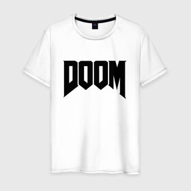 Мужская футболка хлопок с принтом DOOM в городе Новоалтайск, 100% хлопок | прямой крой, круглый вырез горловины, длина до линии бедер, слегка спущенное плечо. | devil | doom | hell | mark of the doom slayer | slayer | ад | гарнил | дум | знаки | иероглифы | компьютерные игры 2019 | преисподняя | символ | солдат