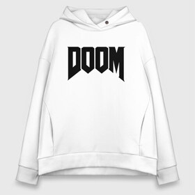 Женское худи Oversize хлопок с принтом DOOM в городе Новоалтайск, френч-терри — 70% хлопок, 30% полиэстер. Мягкий теплый начес внутри —100% хлопок | боковые карманы, эластичные манжеты и нижняя кромка, капюшон на магнитной кнопке | devil | doom | hell | mark of the doom slayer | slayer | ад | гарнил | дум | знаки | иероглифы | компьютерные игры 2019 | преисподняя | символ | солдат