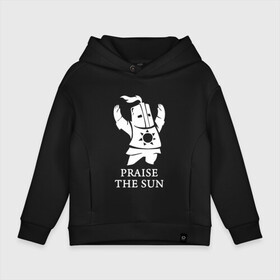 Детское худи Oversize хлопок с принтом DARK SOULS в городе Новоалтайск, френч-терри — 70% хлопок, 30% полиэстер. Мягкий теплый начес внутри —100% хлопок | боковые карманы, эластичные манжеты и нижняя кромка, капюшон на магнитной кнопке | dark souls | game | gamer | knight | play | player | praise the sun | дарк соулс | доспехи | игры | надпись | рыцарь | темные души