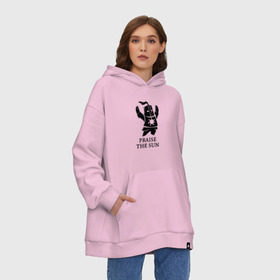 Худи SuperOversize хлопок с принтом DARK SOULS в городе Новоалтайск, 70% хлопок, 30% полиэстер, мягкий начес внутри | карман-кенгуру, эластичная резинка на манжетах и по нижней кромке, двухслойный капюшон
 | dark souls | game | gamer | knight | play | player | praise the sun | дарк соулс | доспехи | игры | надпись | рыцарь | темные души