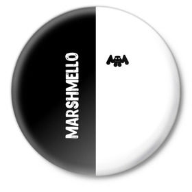 Значок с принтом Marshmello в городе Новоалтайск,  металл | круглая форма, металлическая застежка в виде булавки | black and white | christopher comstock | dj | marshmello | music | диджей | клубная музыка | клубняк | крис комсток | логотип | маршмэллоу | музыка | черно белый
